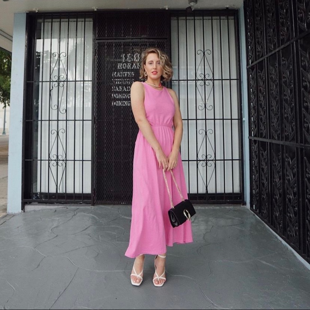 Zara Pink Cut Out Midi Dress